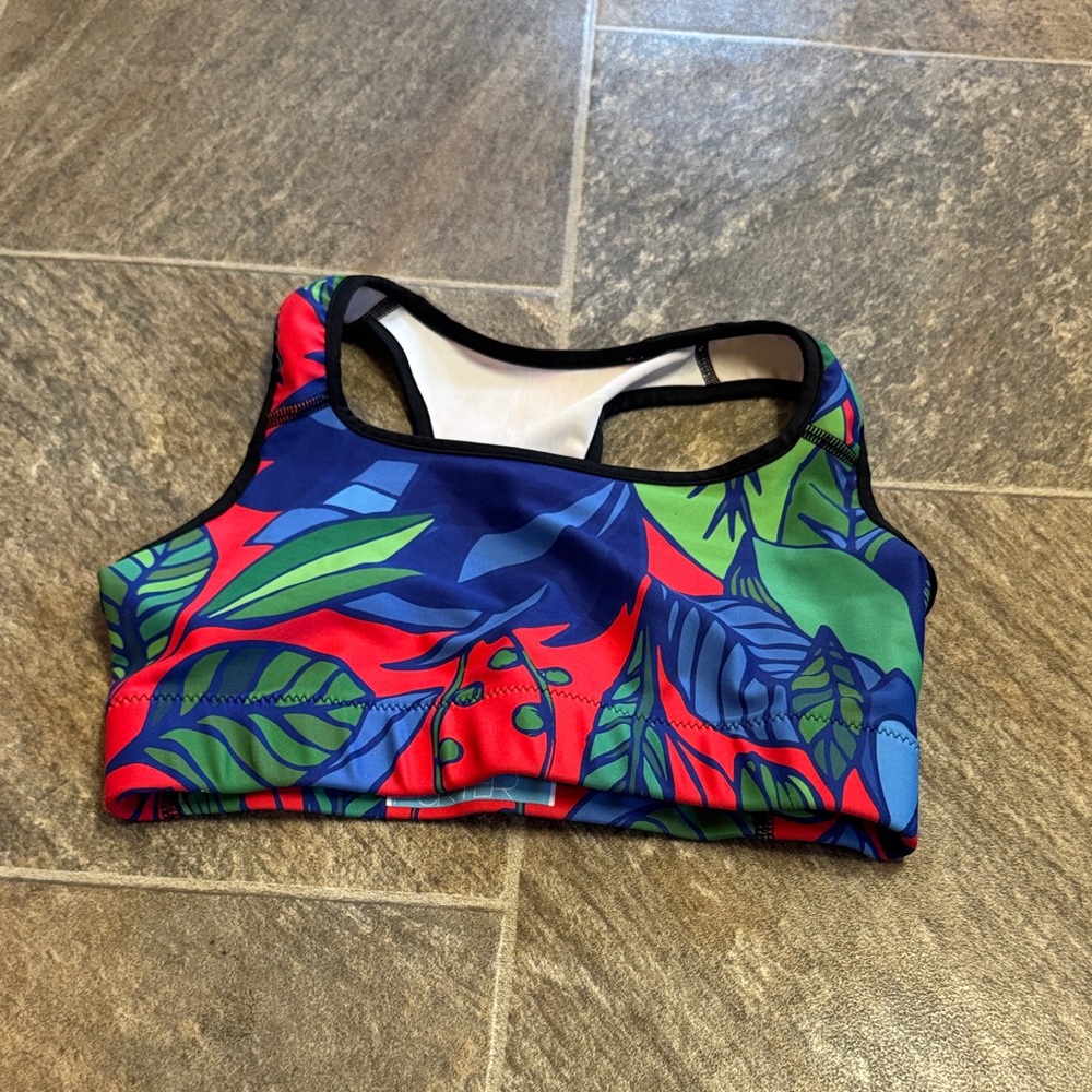Colorful Tropical Print Sports Bra